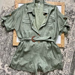 Indikah- Olive Green Belted Romper - Size L